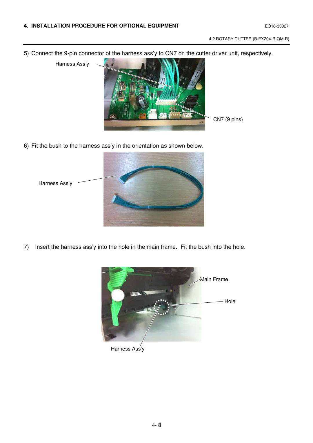 Toshiba B-EX4 manual Harness Ass’y CN7 9 pins 