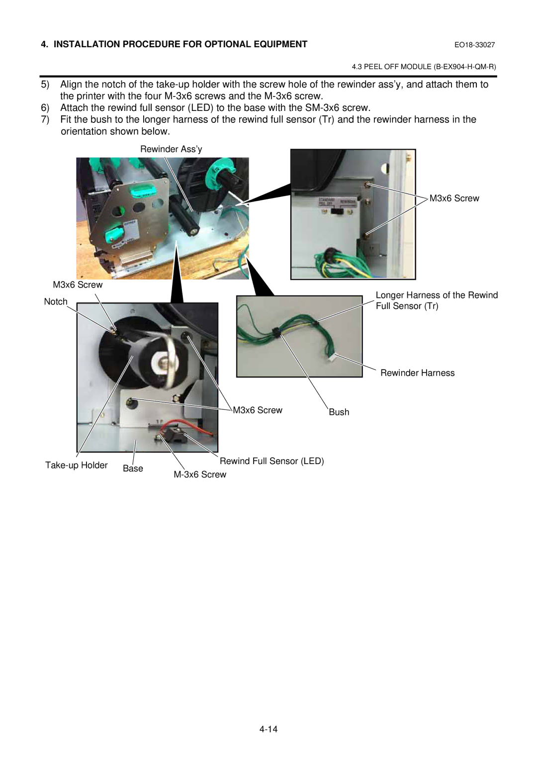 Toshiba B-EX4 manual Installation Procedure for Optional Equipment 