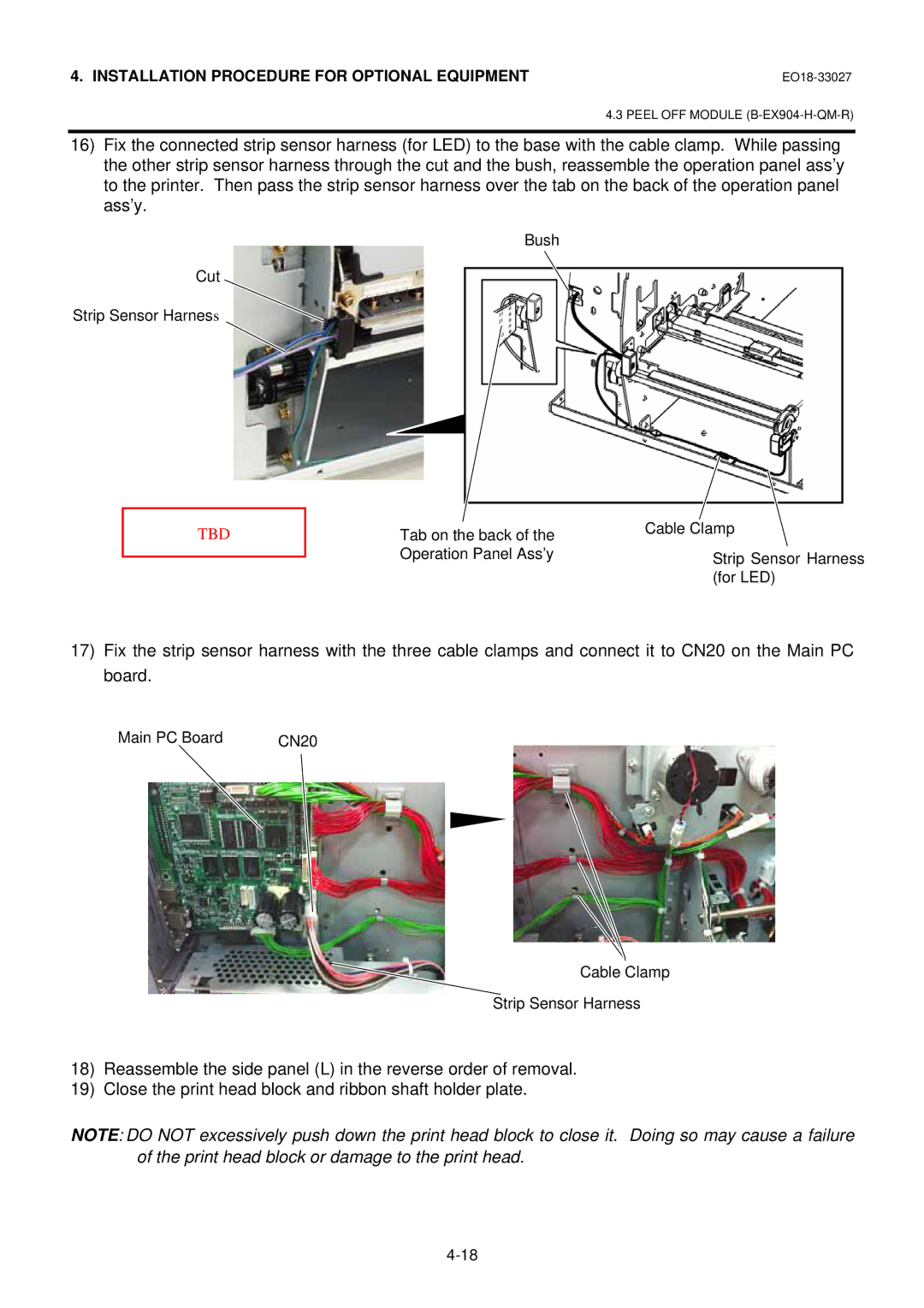 Toshiba B-EX4 manual Bush Cut Strip Sensor Harness 