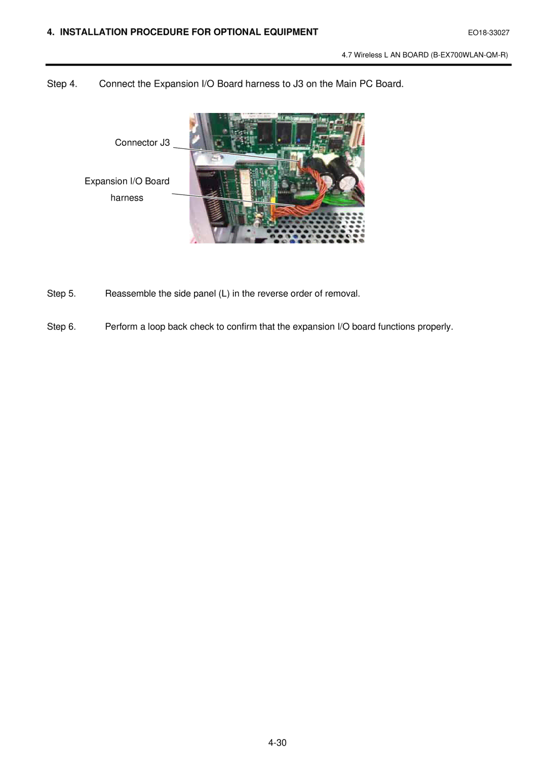 Toshiba B-EX4 manual Installation Procedure for Optional Equipment 