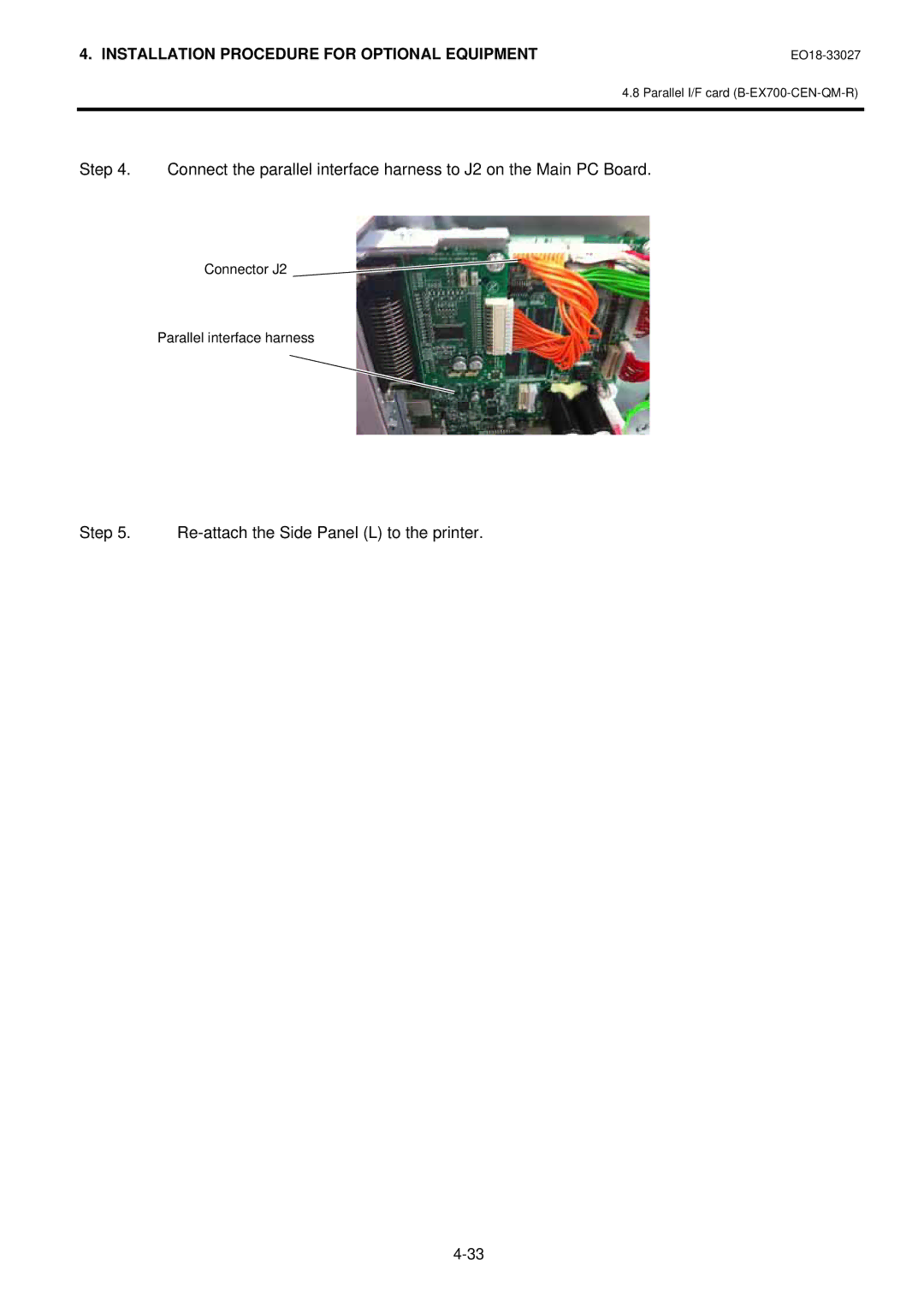 Toshiba B-EX4 manual Re-attach the Side Panel L to the printer 