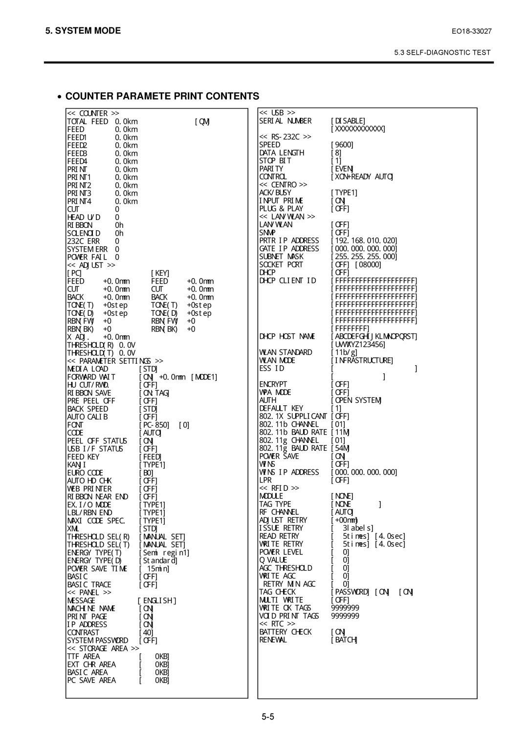 Toshiba B-EX4 manual Counter Paramete Print Contents 