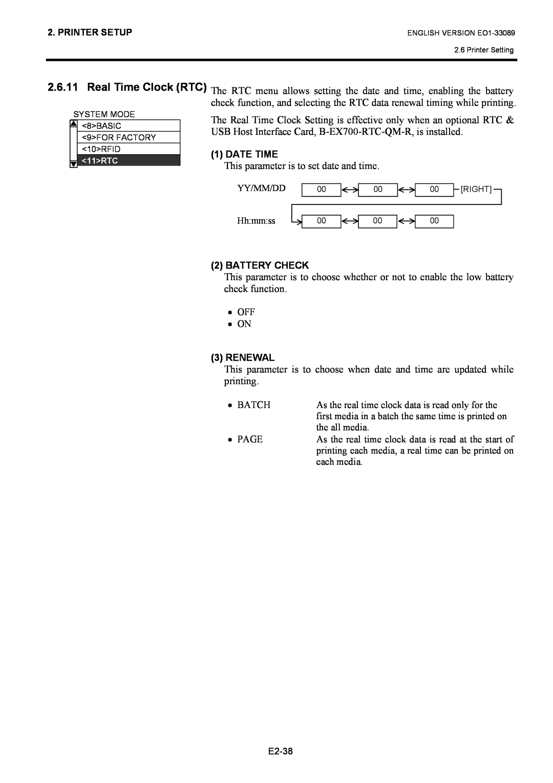 Toshiba B-EX4T1 manual This parameter is to set date and time 