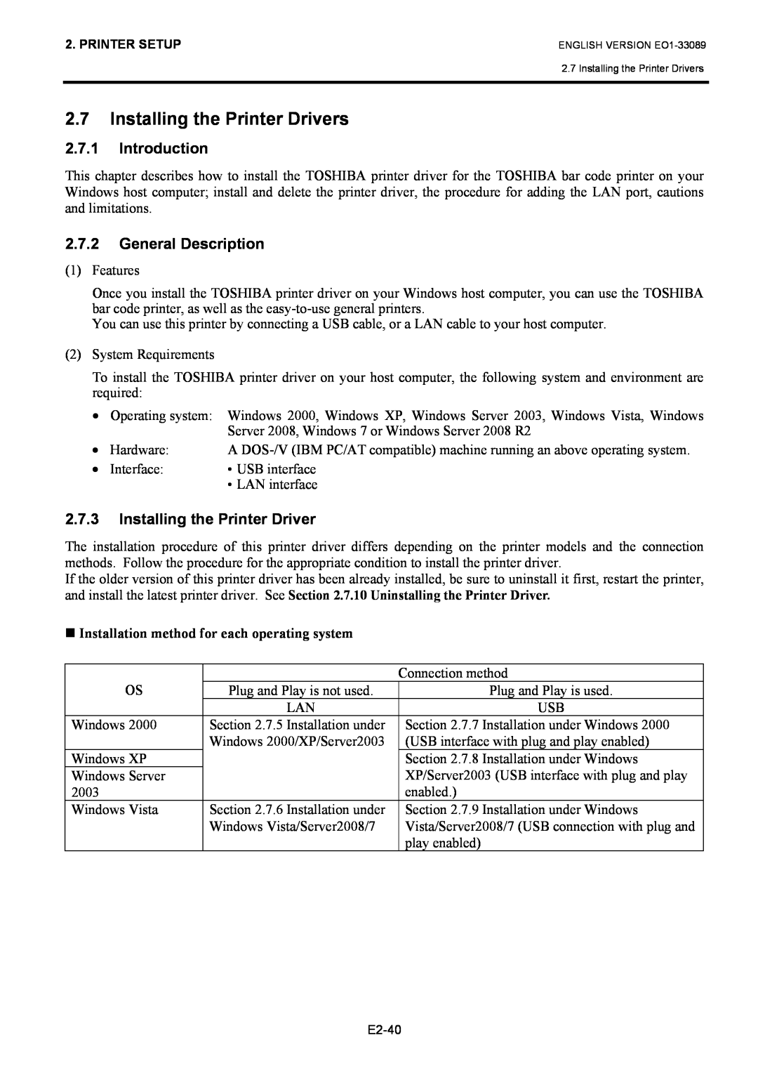 Toshiba B-EX4T1 manual Installing the Printer Drivers, Introduction, General Description 