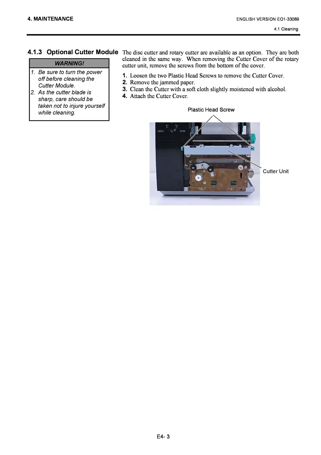 Toshiba B-EX4T1 manual Optional Cutter Module 