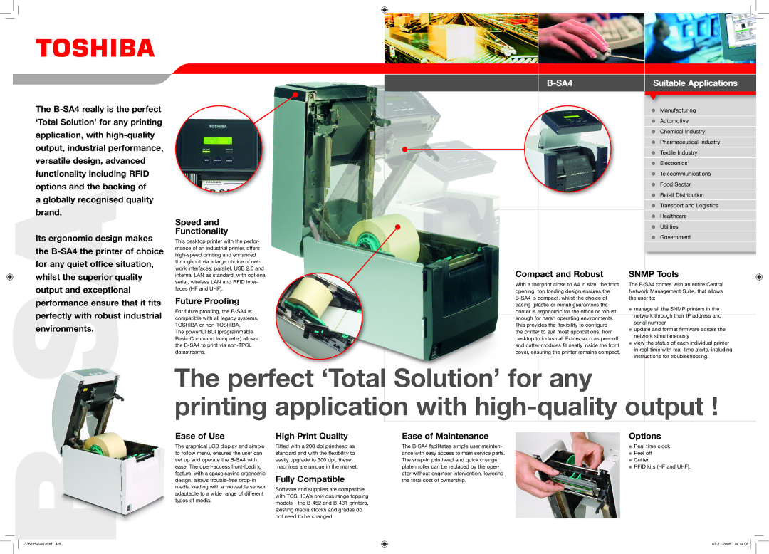 Toshiba B-SA4 Speed, Functionality, Compact and Robust Snmp Tools, Future Proofing, Ease of Use, High Print Quality 