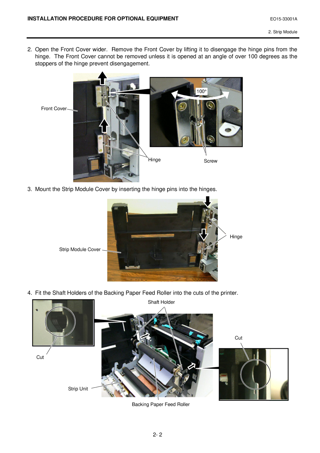 Toshiba B-SA4T installation manual Front Cover HingeScrew 