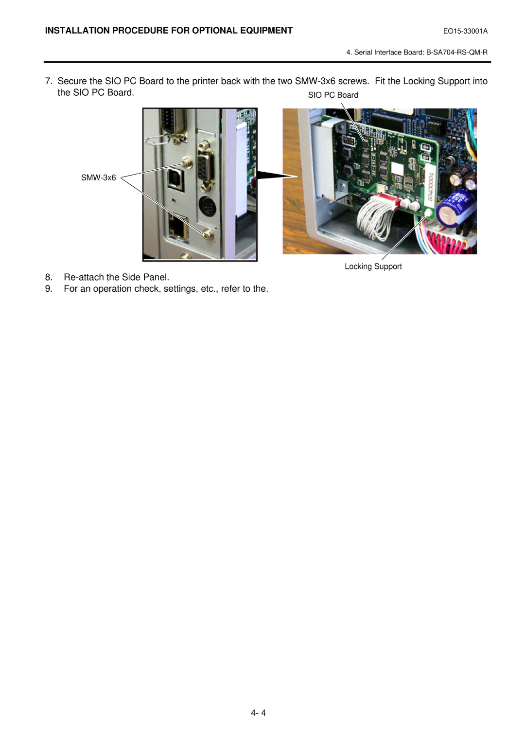 Toshiba B-SA4T installation manual SMW-3x6 Locking Support 