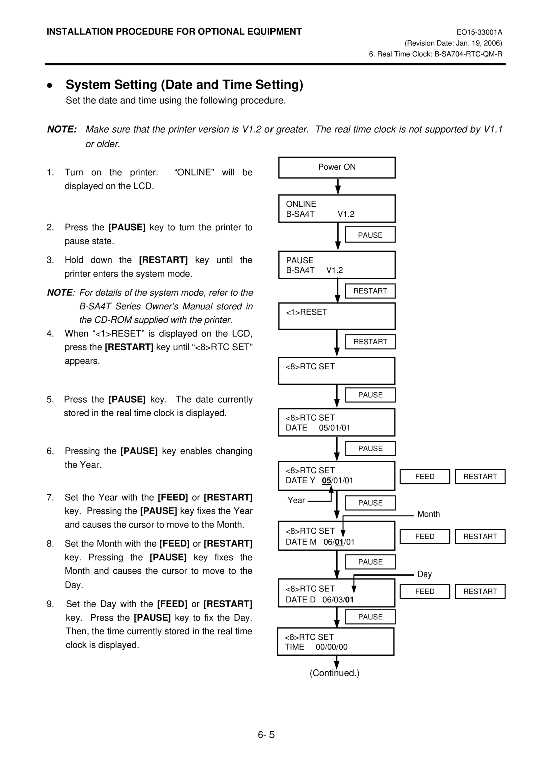 Toshiba B-SA4T System Setting Date and Time Setting, Set the date and time using the following procedure 