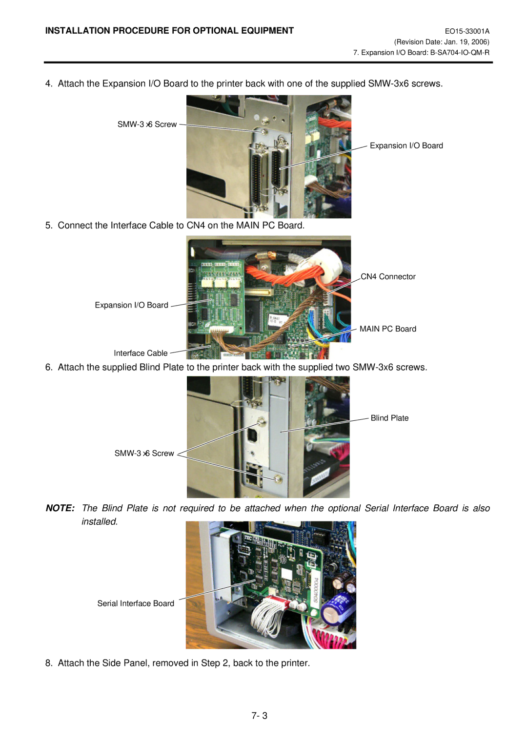 Toshiba B-SA4T installation manual Connect the Interface Cable to CN4 on the Main PC Board 