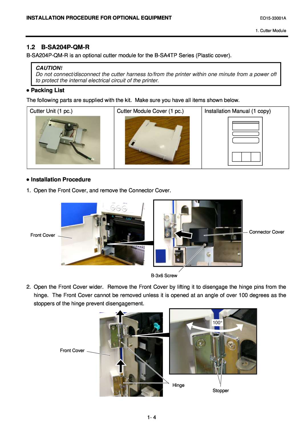 Toshiba B-SA4T installation manual B-SA204P-QM-R, Packing List, Installation Procedure 