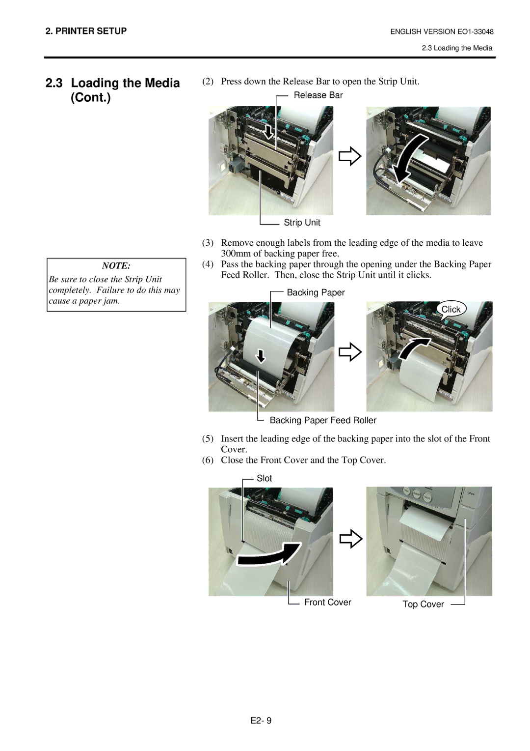 Toshiba B-SA4TP, B-SA4TM-GS12-QM-R, BSA4TMGS12QMR manual Press down the Release Bar to open the Strip Unit 