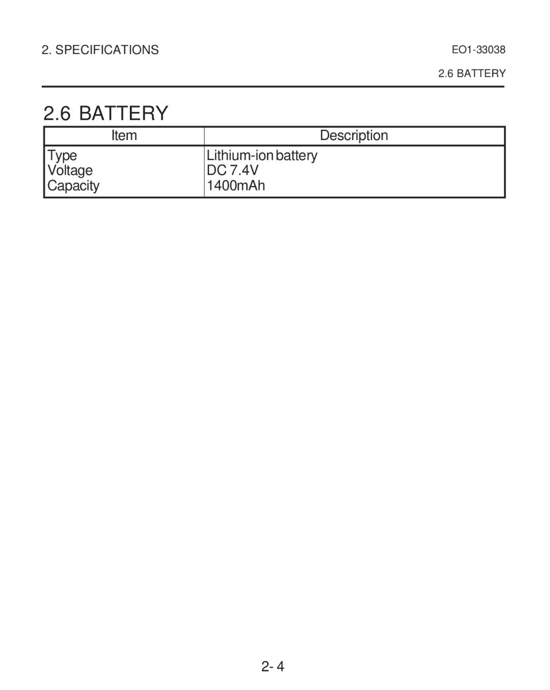 Toshiba B-SP2D owner manual Battery 