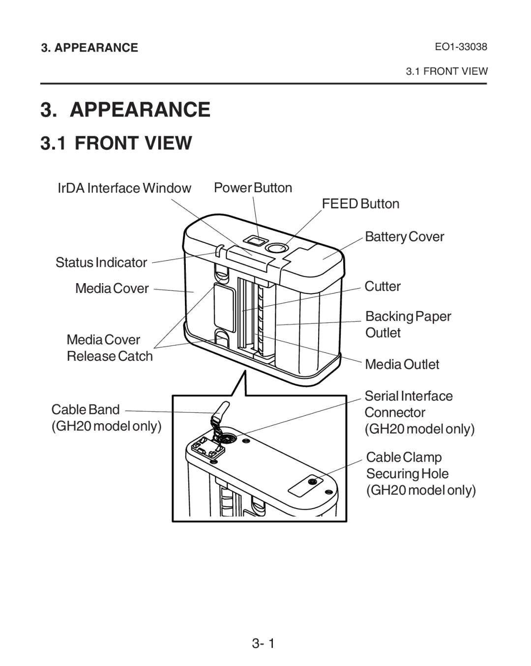 Toshiba B-SP2D owner manual Appearance, Front View 