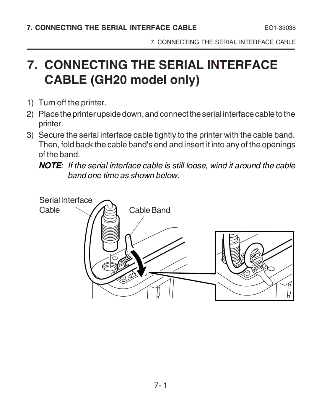 Toshiba B-SP2D owner manual Connecting the Serial Interface Cable GH20 model only 