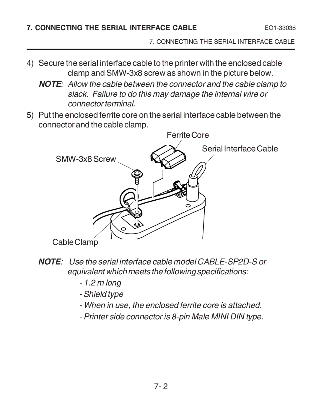 Toshiba B-SP2D owner manual Connecting the Serial Interface Cable 