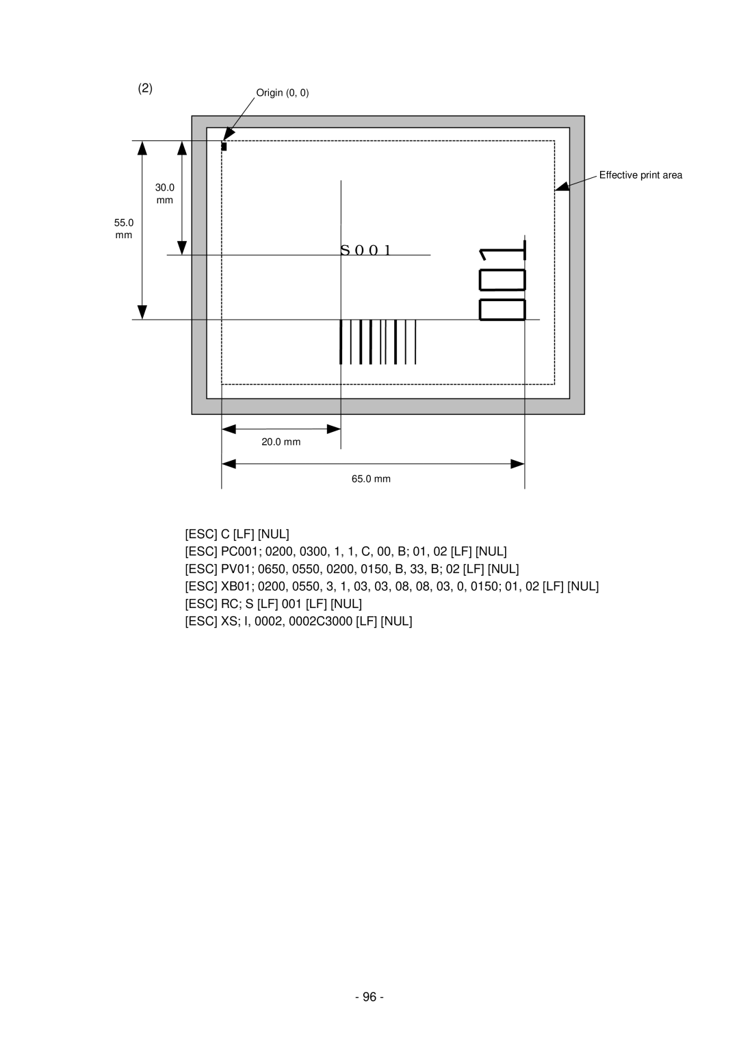 Toshiba B-SV4D-GS, GC10-QM manual 55.0 20.0 mm 65.0 mm Effective print area 