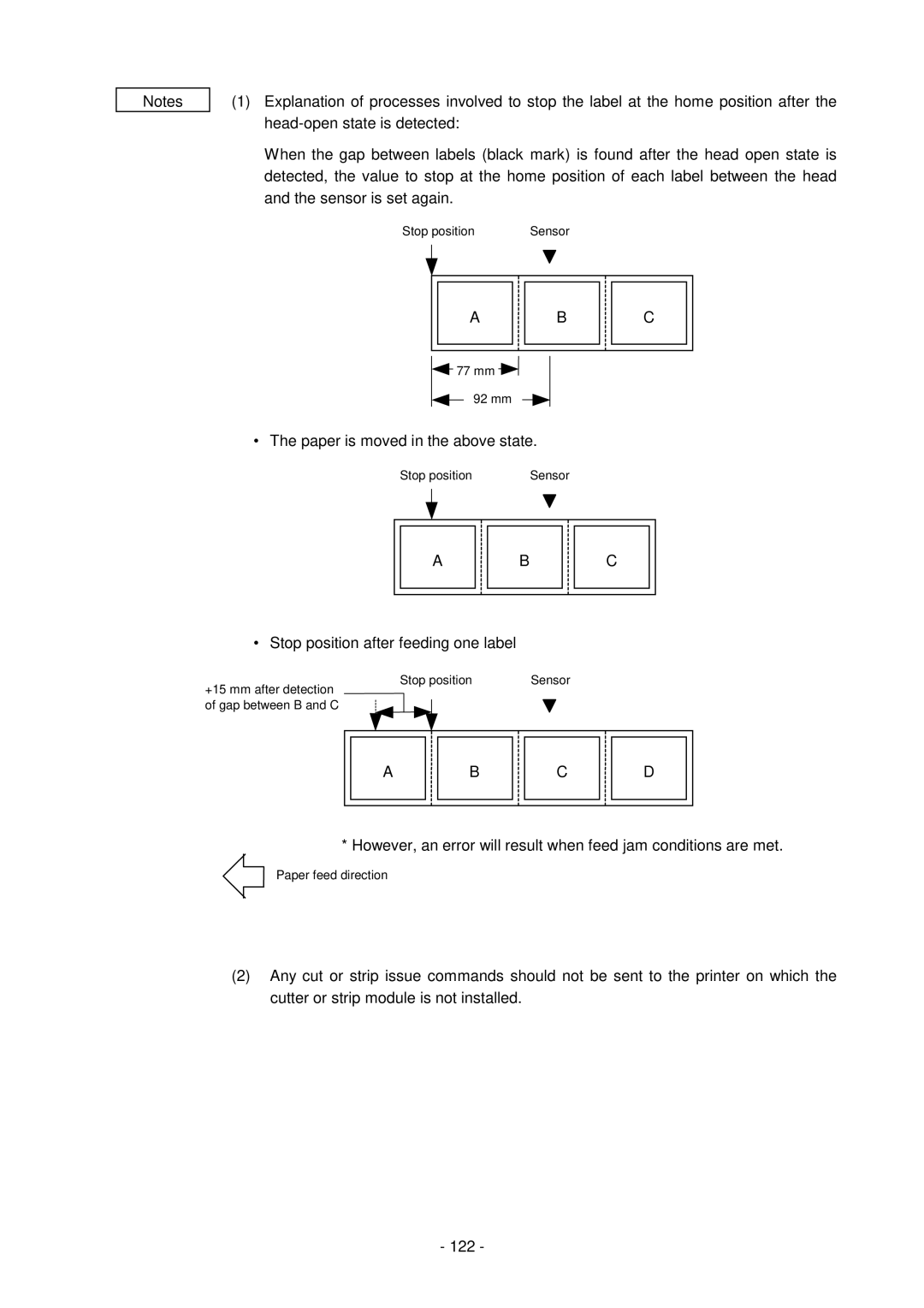 Toshiba B-SV4D-GS, GC10-QM manual Paper is moved in the above state, Stop position after feeding one label 