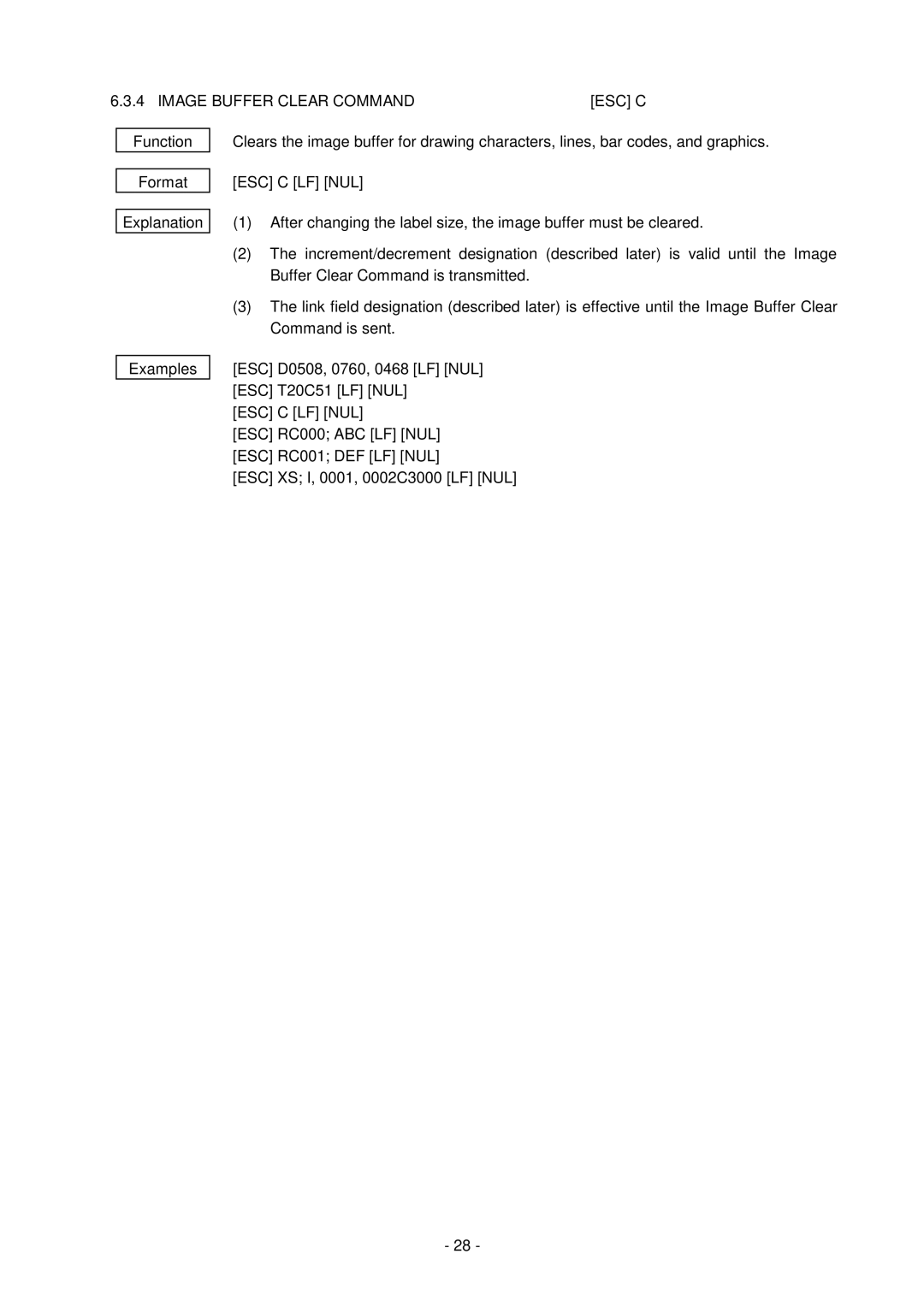 Toshiba B-SV4D-GS, GC10-QM manual Image Buffer Clear Command ESC C 