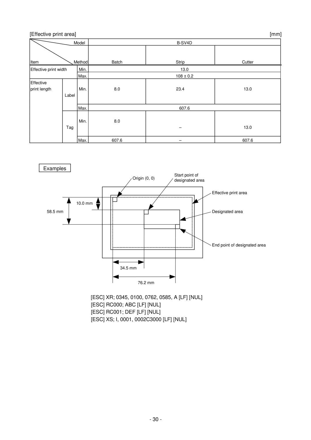 Toshiba B-SV4D-GS, GC10-QM manual Effective print area 