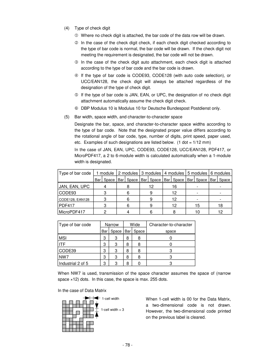 Toshiba B-SV4D-GS, GC10-QM JAN, EAN, UPC CODE93, Type of bar code Narrow Wide Character-to-character, MSI ITF CODE39 NW7 