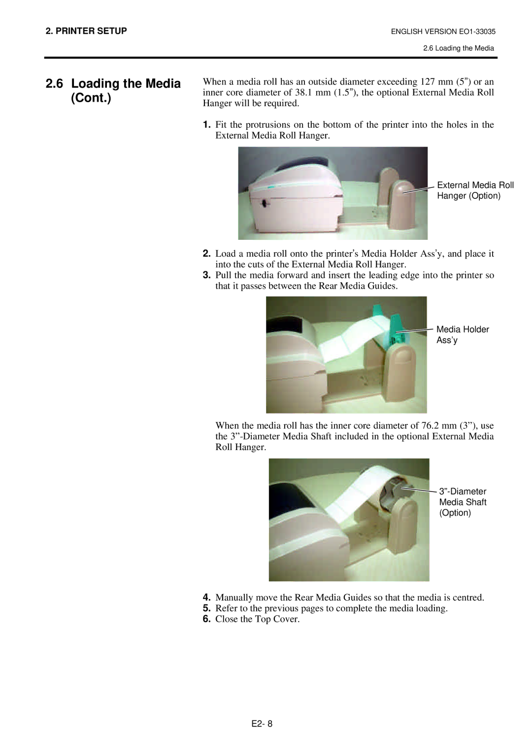 Toshiba B-SV4D-QM owner manual External Media Roll Hanger Option 