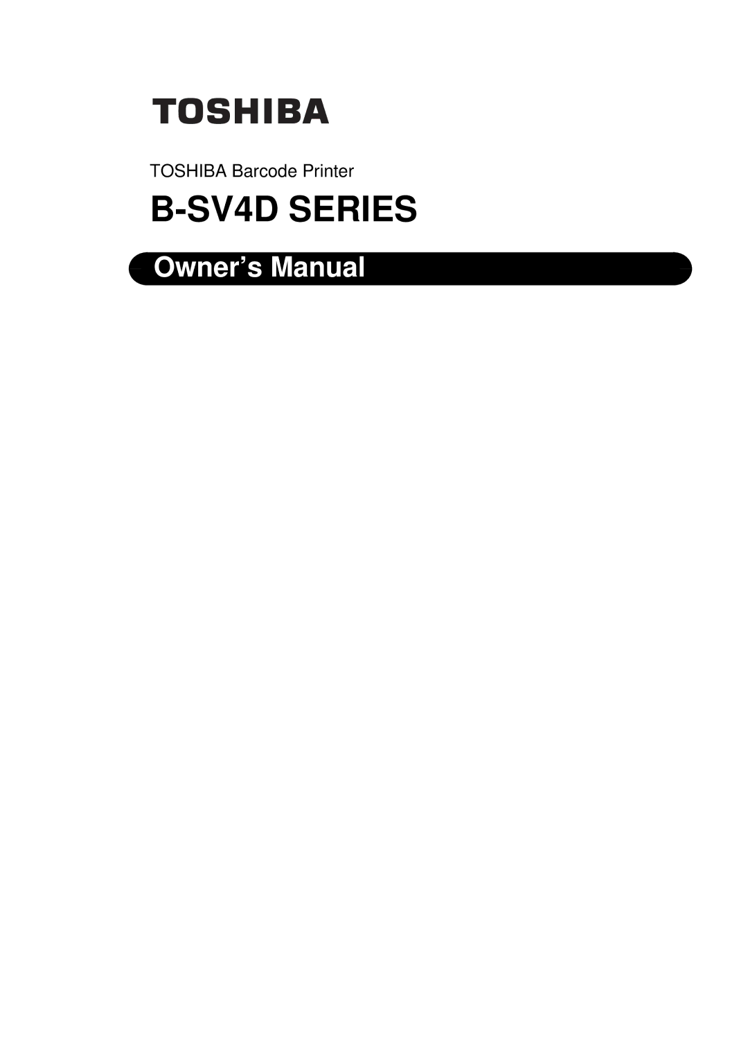 Toshiba B-SV4D owner manual SV4D Series 