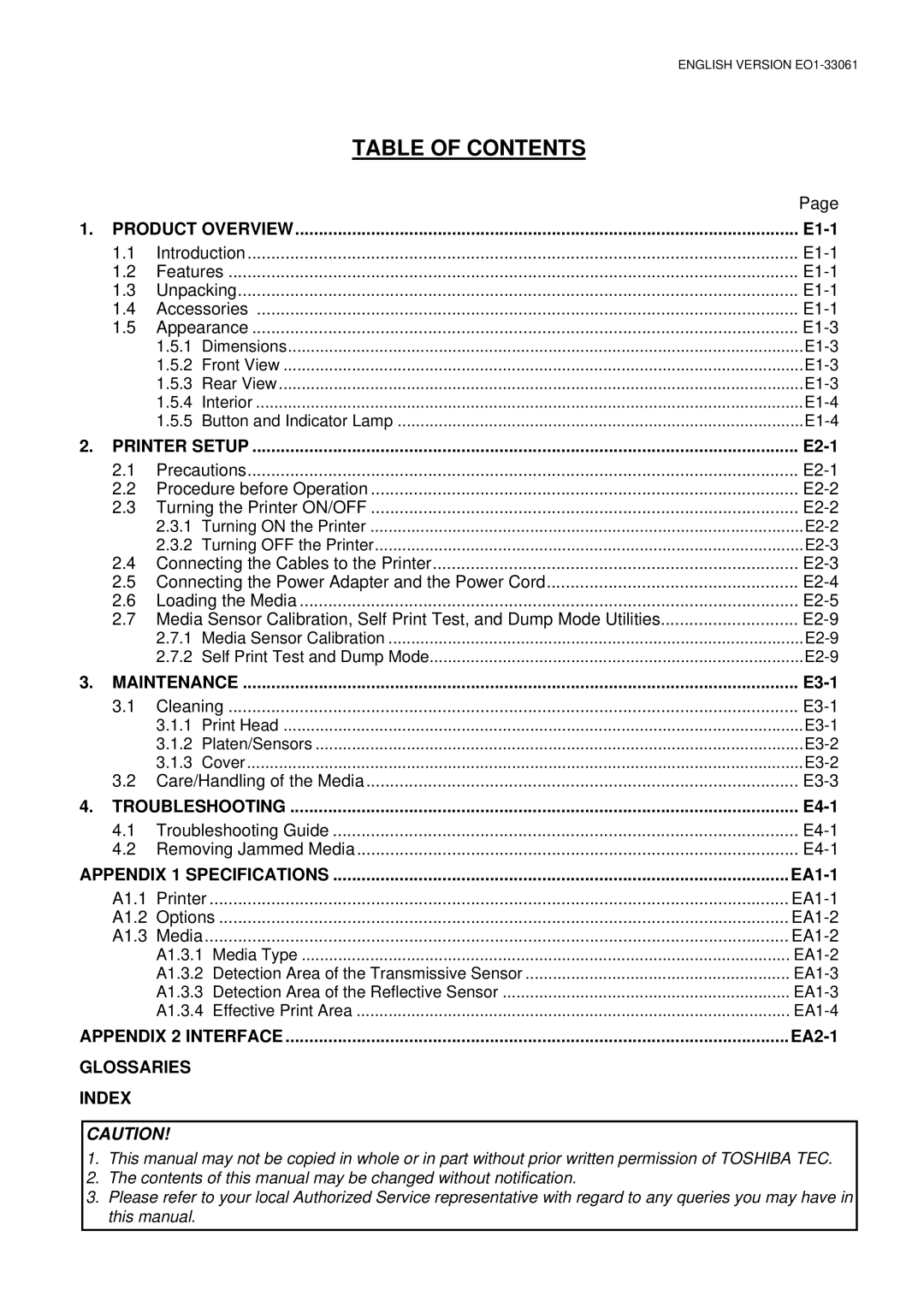 Toshiba B-SV4D owner manual Table of Contents 