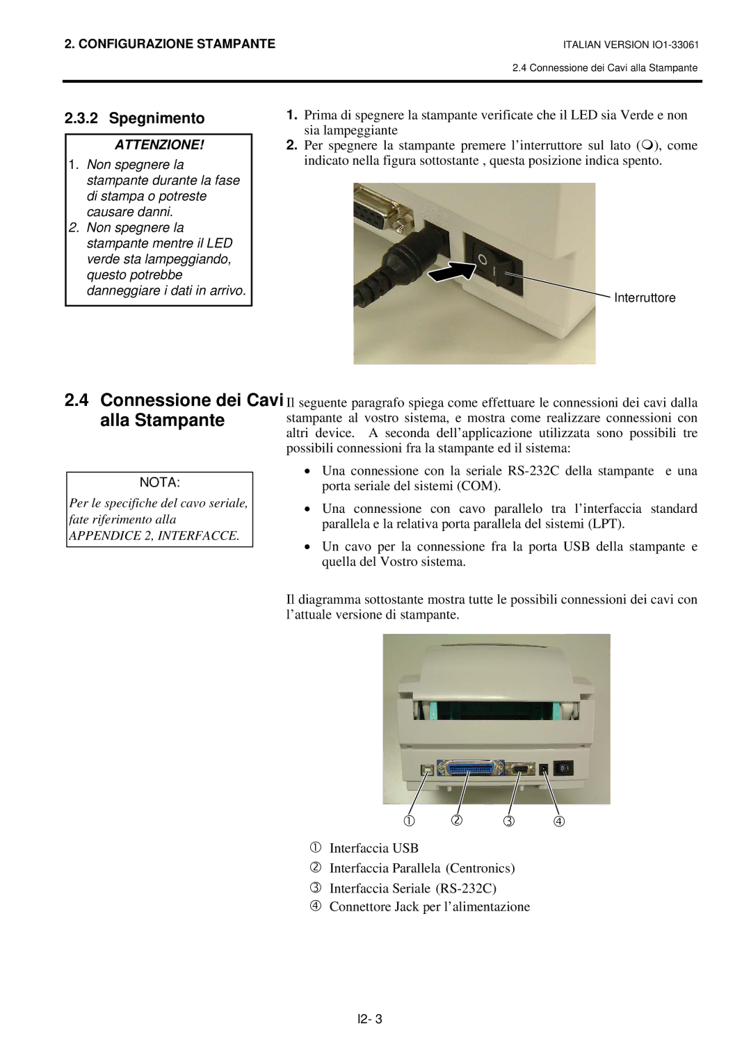 Toshiba B-SV4D manual Alla Stampante, Spegnimento 