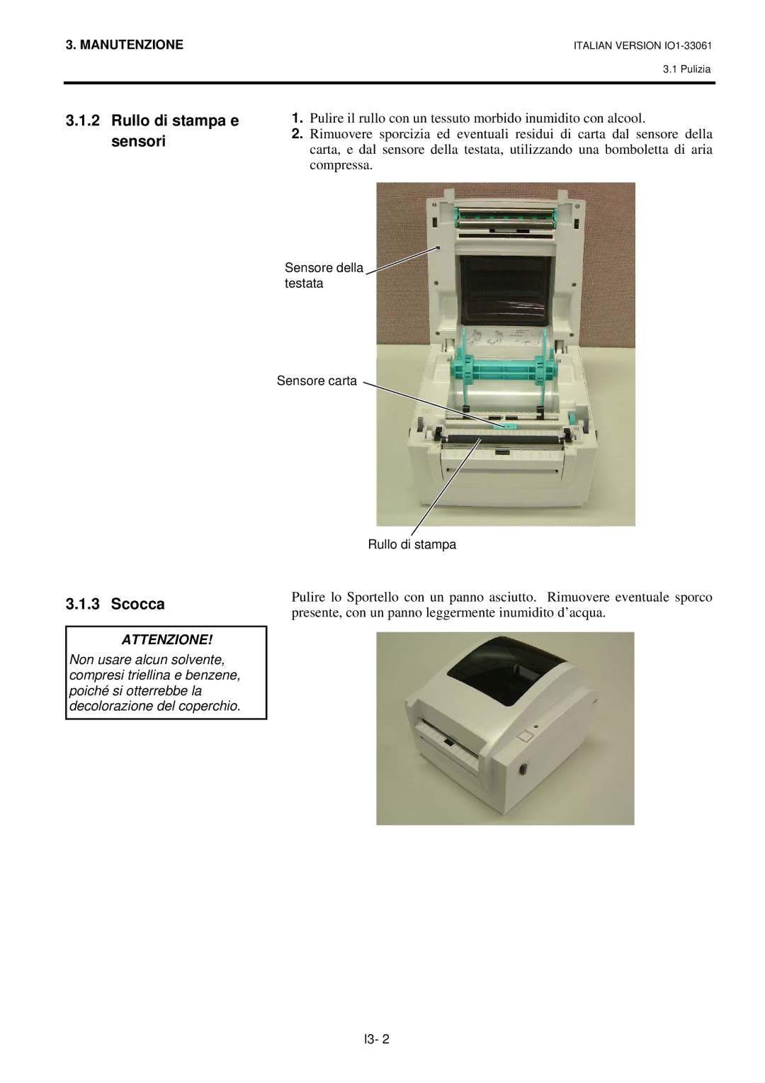 Toshiba B-SV4D manual Rullo di stampa e sensori, Scocca 