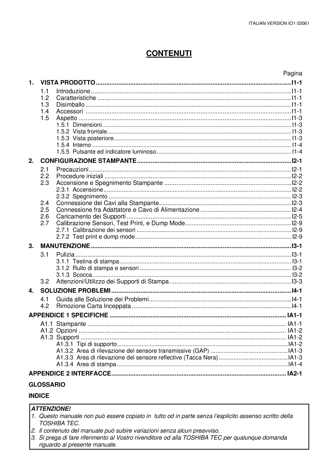 Toshiba B-SV4D manual Contenuti 