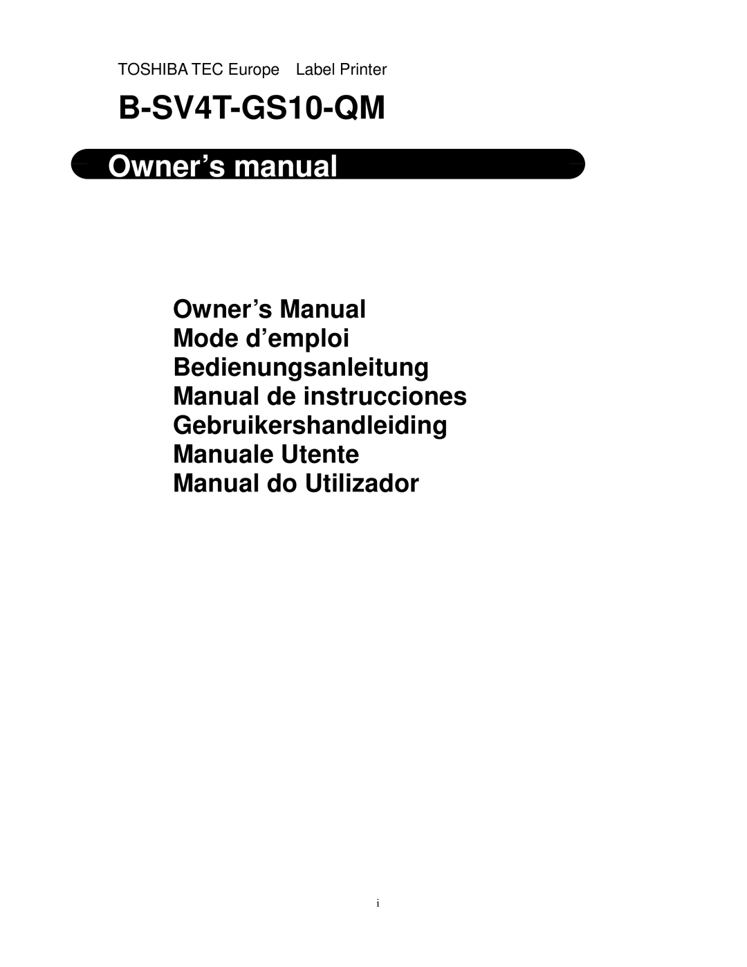 Toshiba B-SV4T-GS10-QM owner manual 