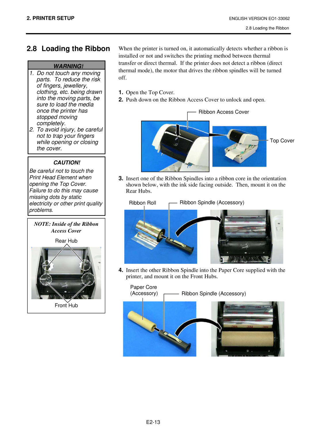 Toshiba B-SV4T owner manual Loading the Ribbon 