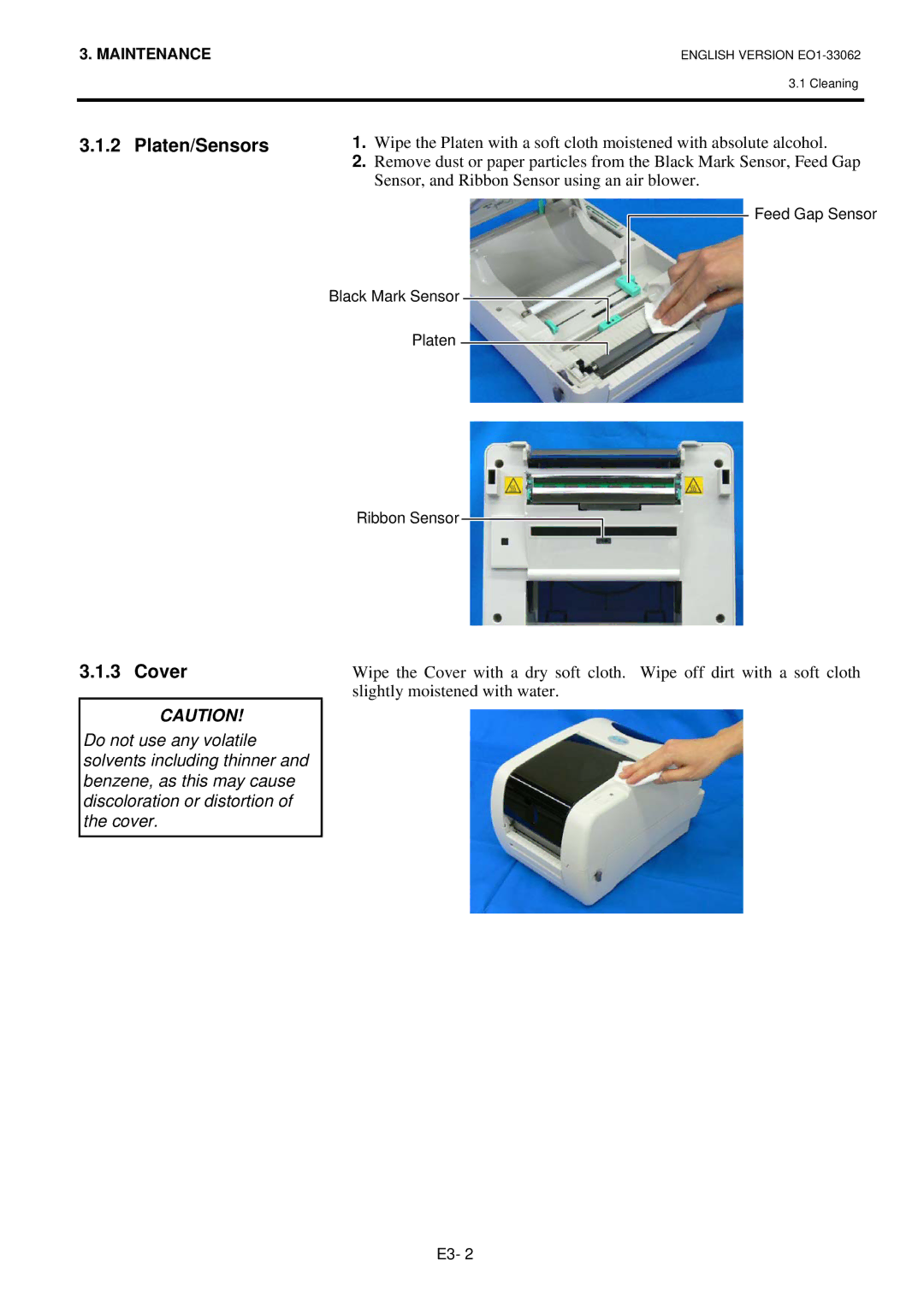 Toshiba B-SV4T owner manual Platen/Sensors, Cover 