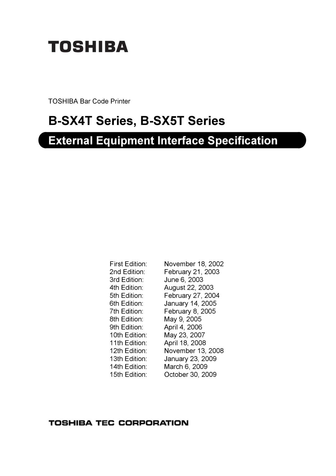 Toshiba B-SX4T-GS20-QM-R manual SX4T Series, B-SX5T Series 