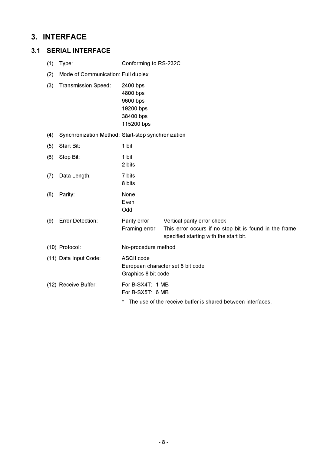 Toshiba B-SX4T-GS20-QM-R manual Serial Interface 