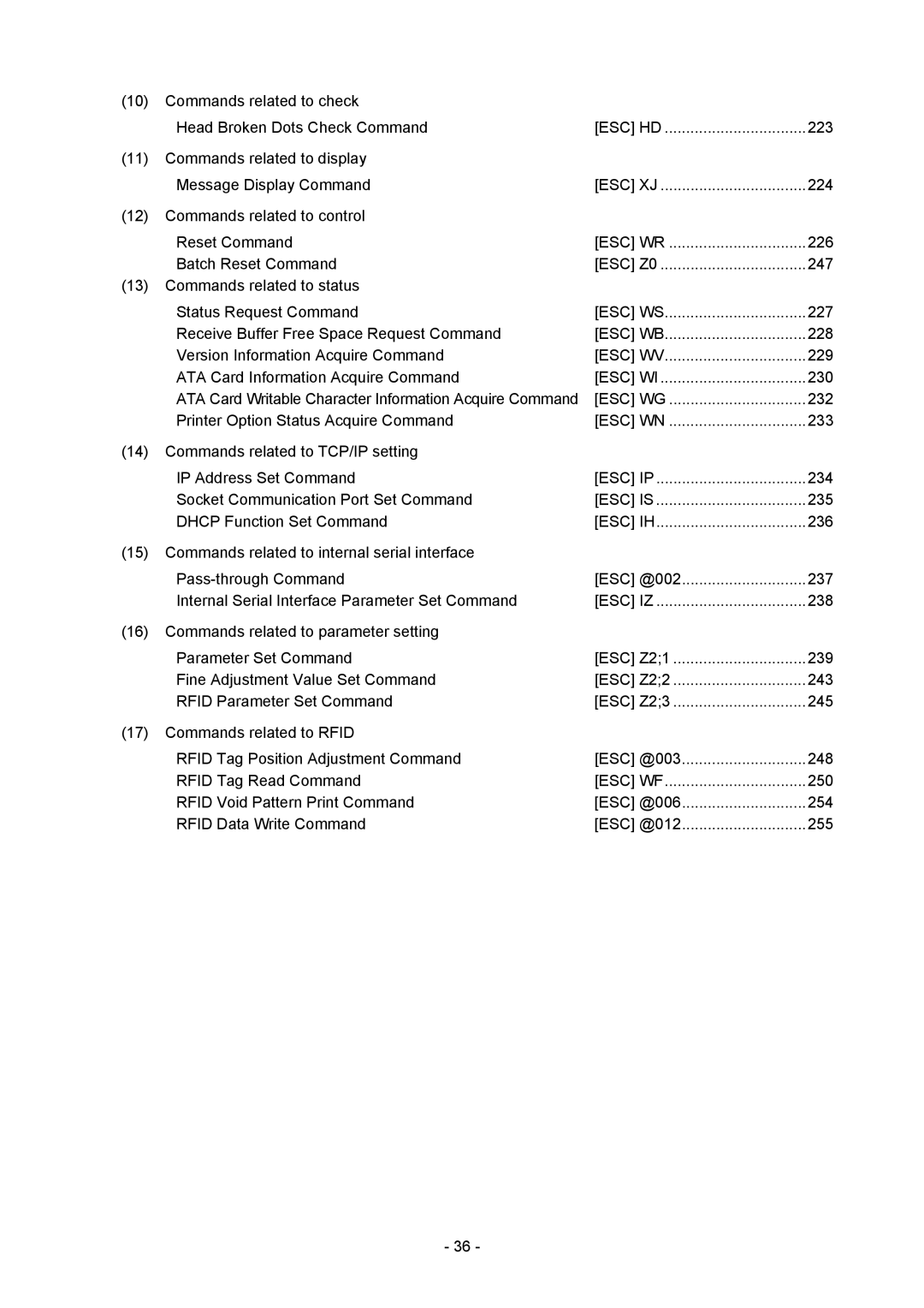 Toshiba B-SX4T-GS20-QM-R manual Commands related to check Head Broken Dots Check Command, Batch Reset Command 