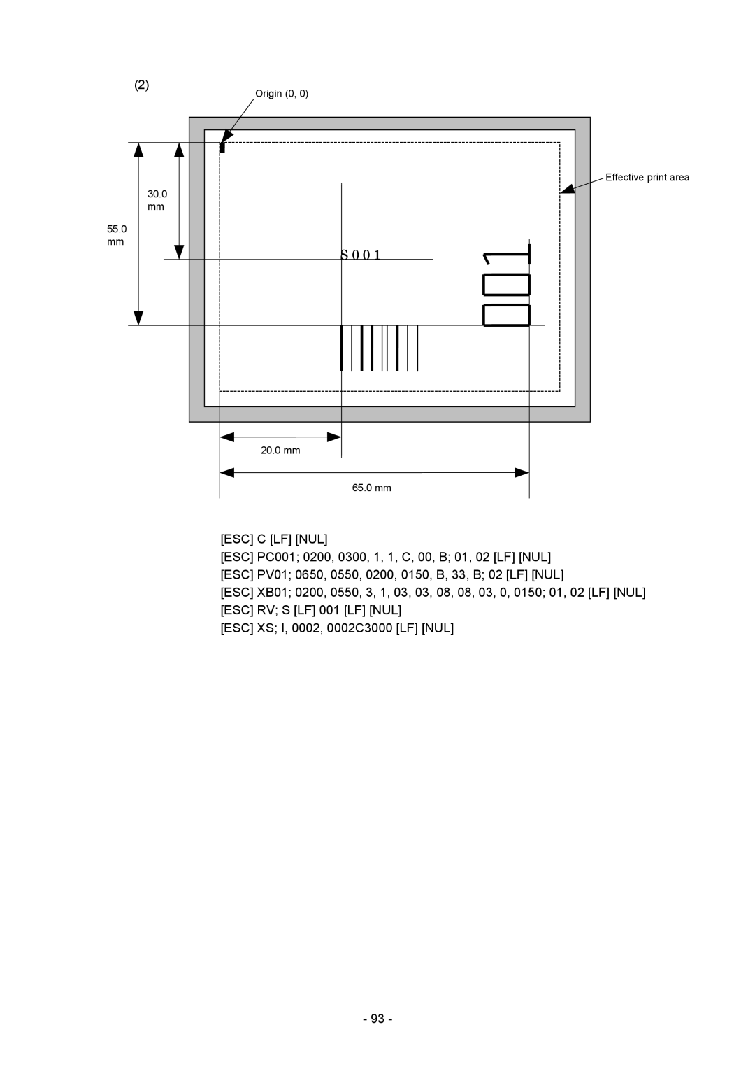 Toshiba B-SX4T-GS20-QM-R manual 30.0 55.0 20.0 mm 65.0 mm Effective print area 