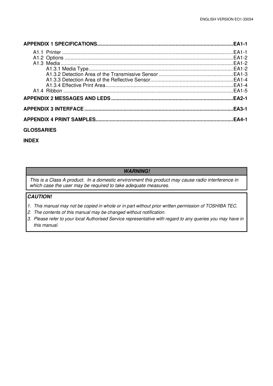 Toshiba B-SX4T-QP manual EA1-1, EA2-1, EA3-1, EA4-1 