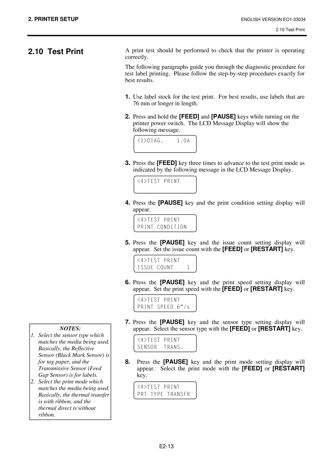 Toshiba B-SX4T-QQ owner manual 3517, Test Print 