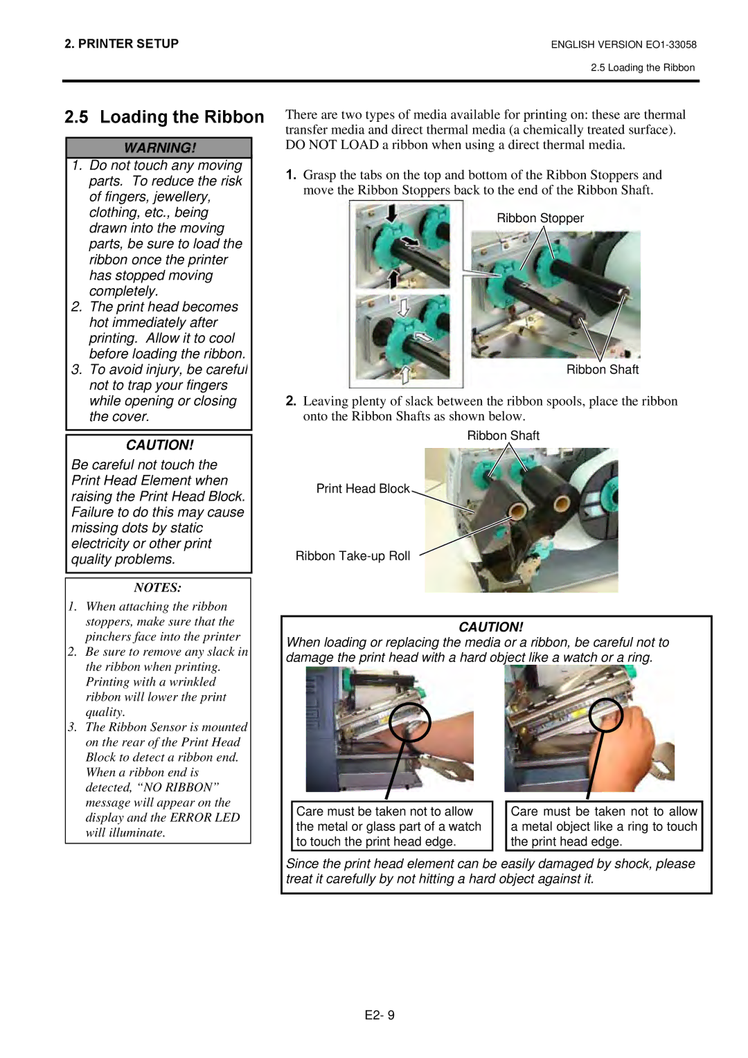 Toshiba B-SX4T owner manual Loading the Ribbon 