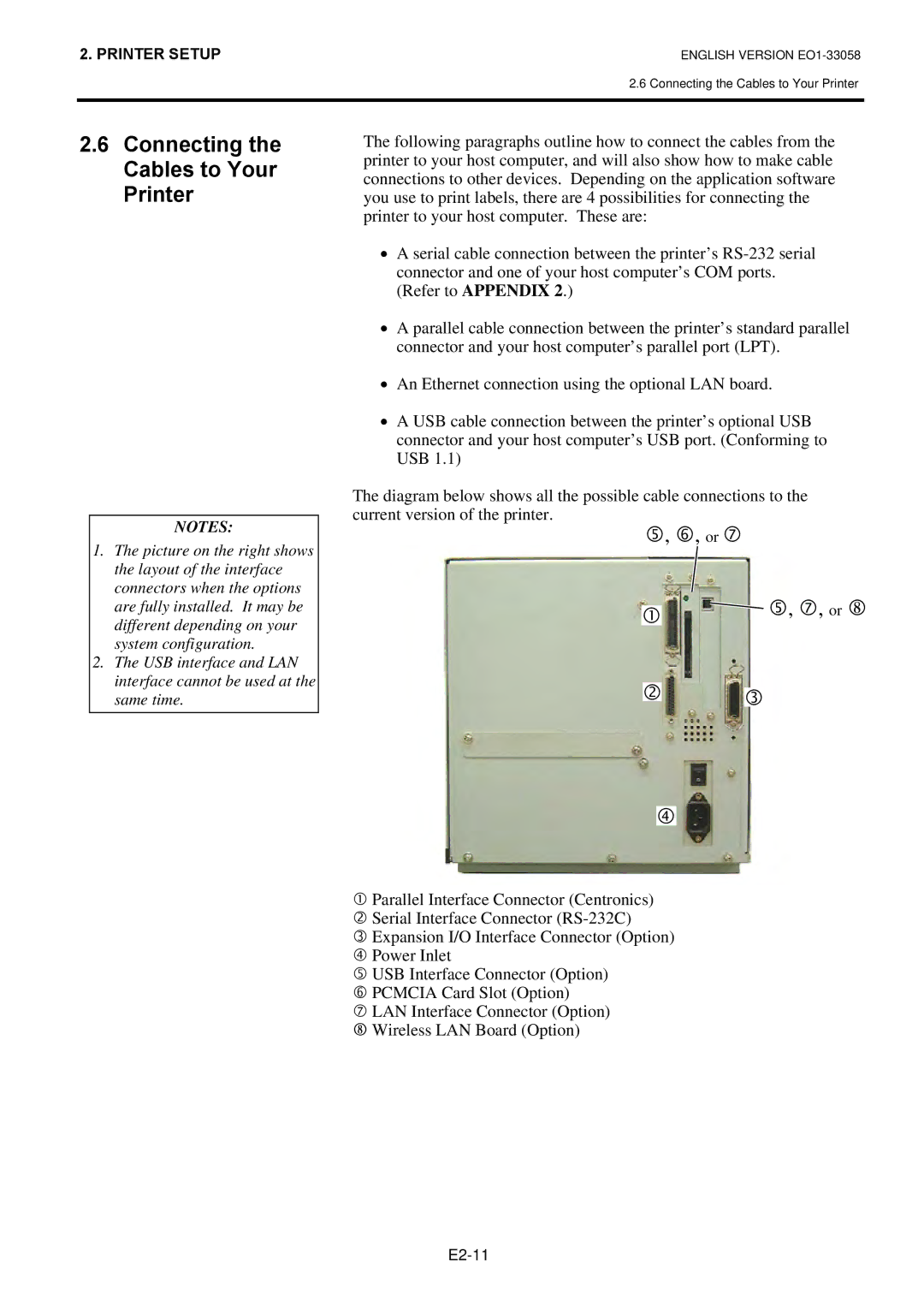 Toshiba B-SX4T owner manual Connecting the Cables to Your Printer 