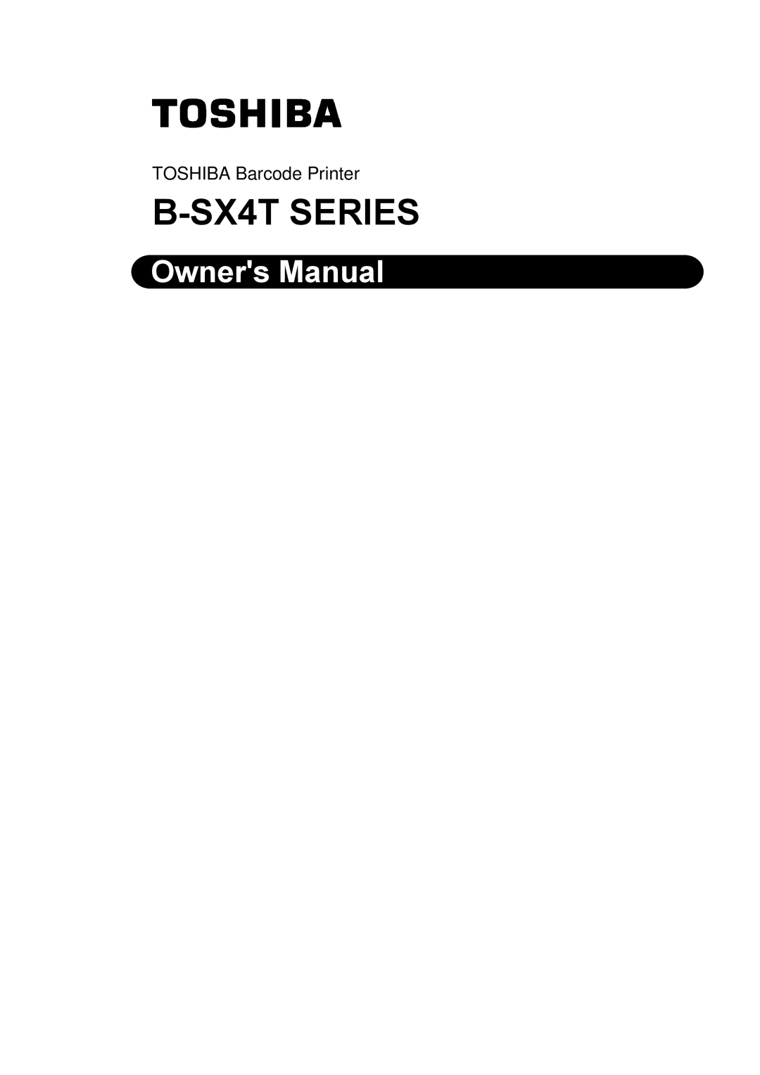 Toshiba B-SX4T owner manual SX4T Series 