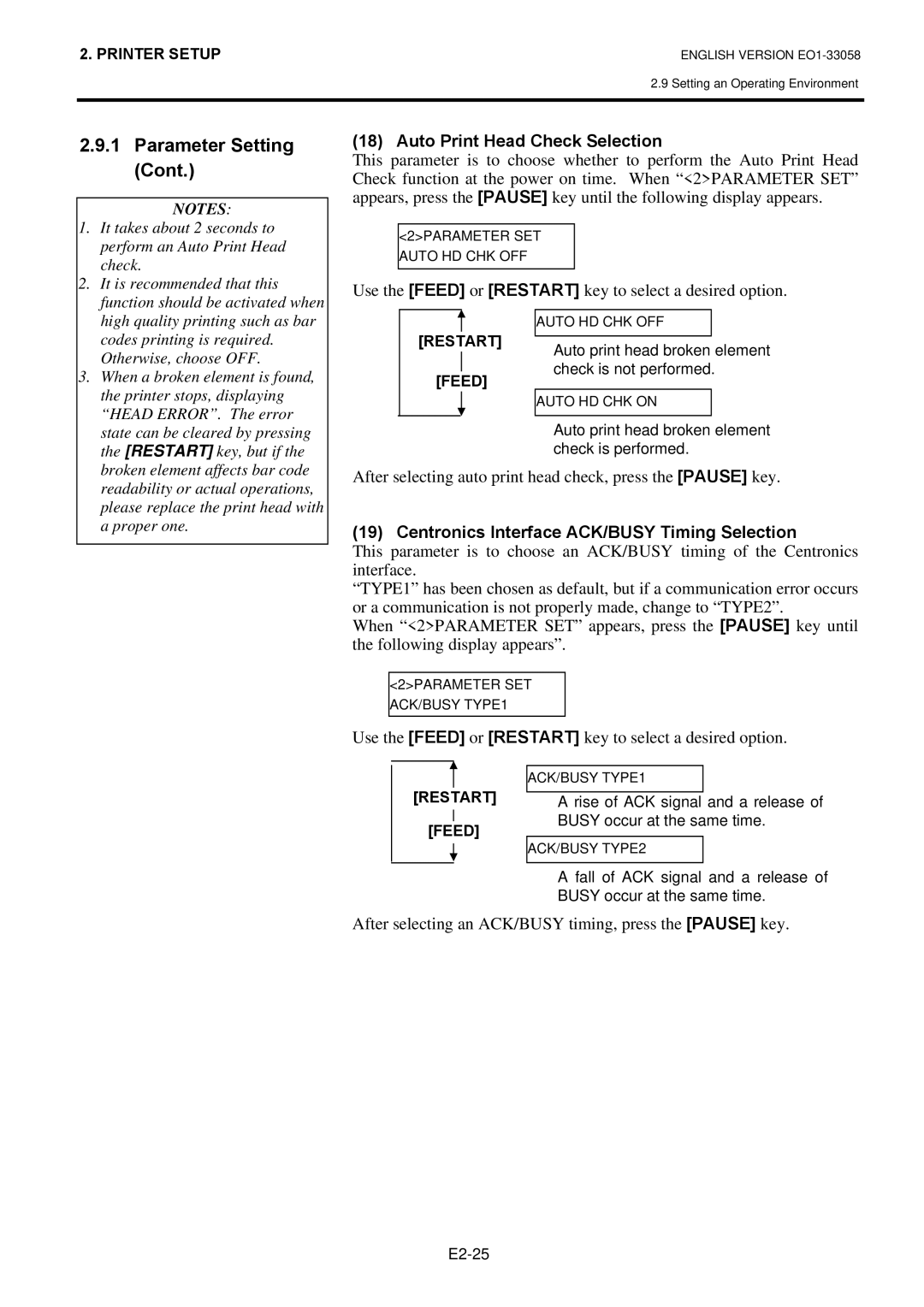 Toshiba B-SX4T owner manual Auto Print Head Check Selection, After selecting auto print head check, press the Pause key 