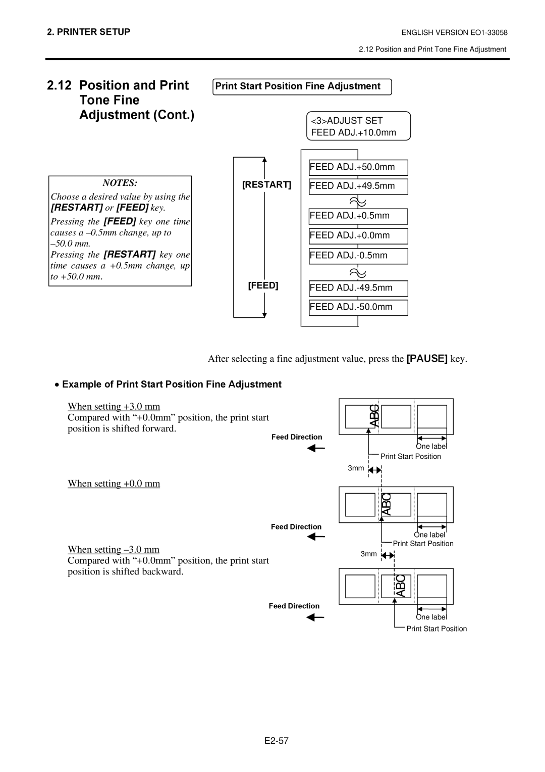 Toshiba B-SX4T owner manual Position and Print, Tone Fine, When setting +0.0 mm 