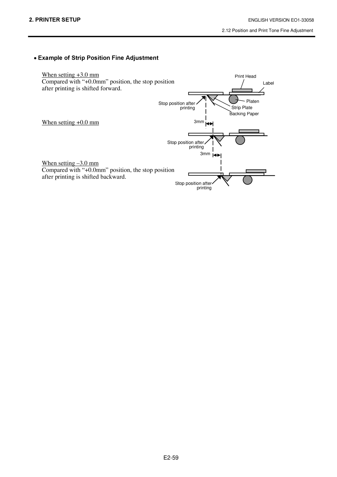 Toshiba B-SX4T owner manual Example of Strip Position Fine Adjustment 