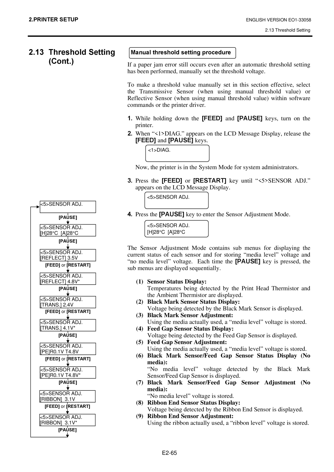 Toshiba B-SX4T owner manual Feed and Pause keys 