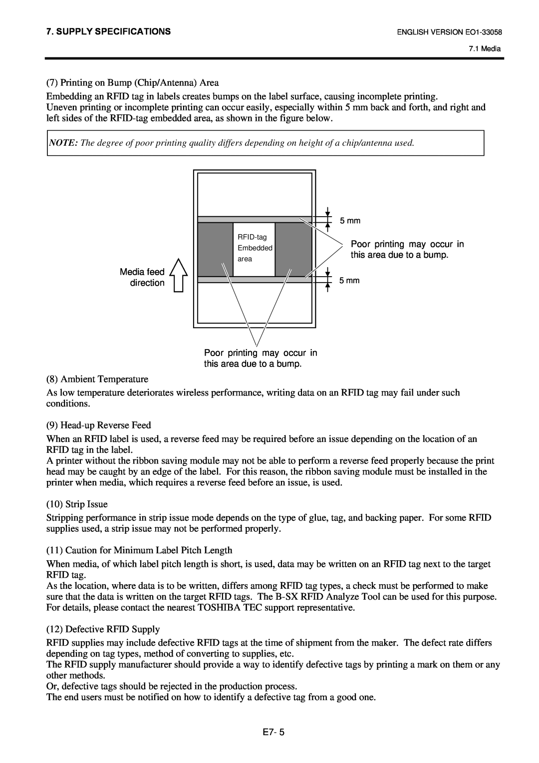 Toshiba B-SX4T owner manual Printing on Bump Chip/Antenna Area 
