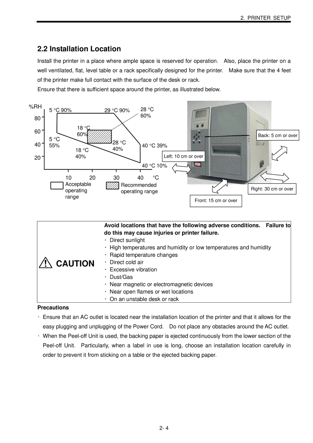 Toshiba B-SX600 manual Installation Location, 40 C 