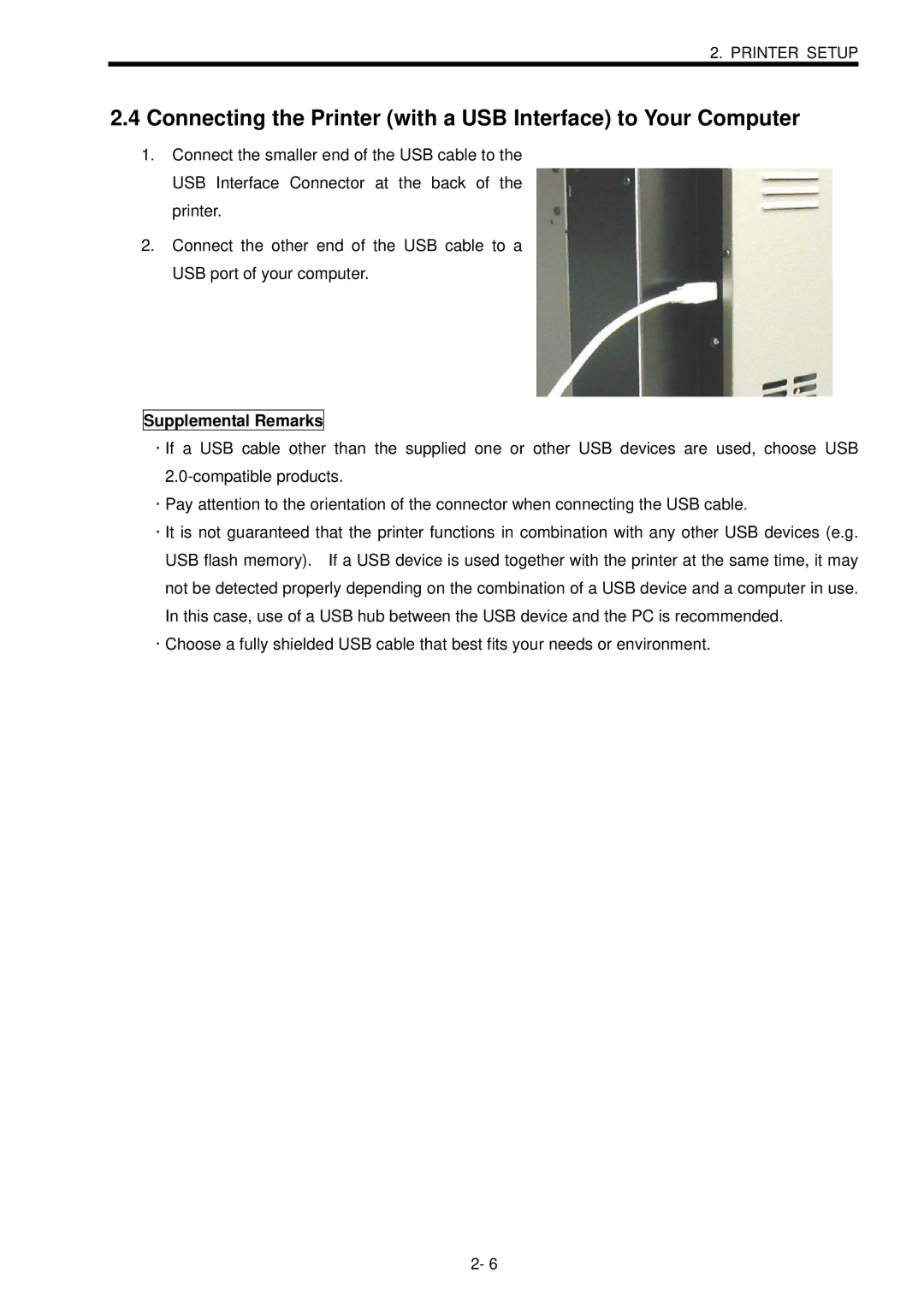 Toshiba B-SX600 manual Connecting the Printer with a USB Interface to Your Computer 